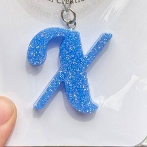 Blue Glitter “X” Keychain (resin)